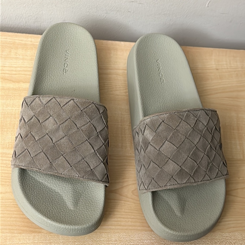 Vince Watley Woven Suede Slide Sandals - New - Size 12
